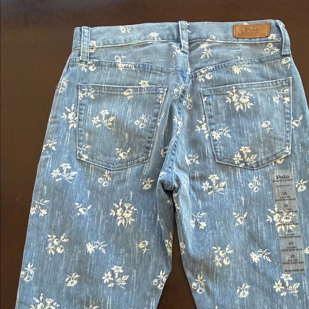 adidas Blue Floral Women's Skinny Jeans - Picture 4 of 5